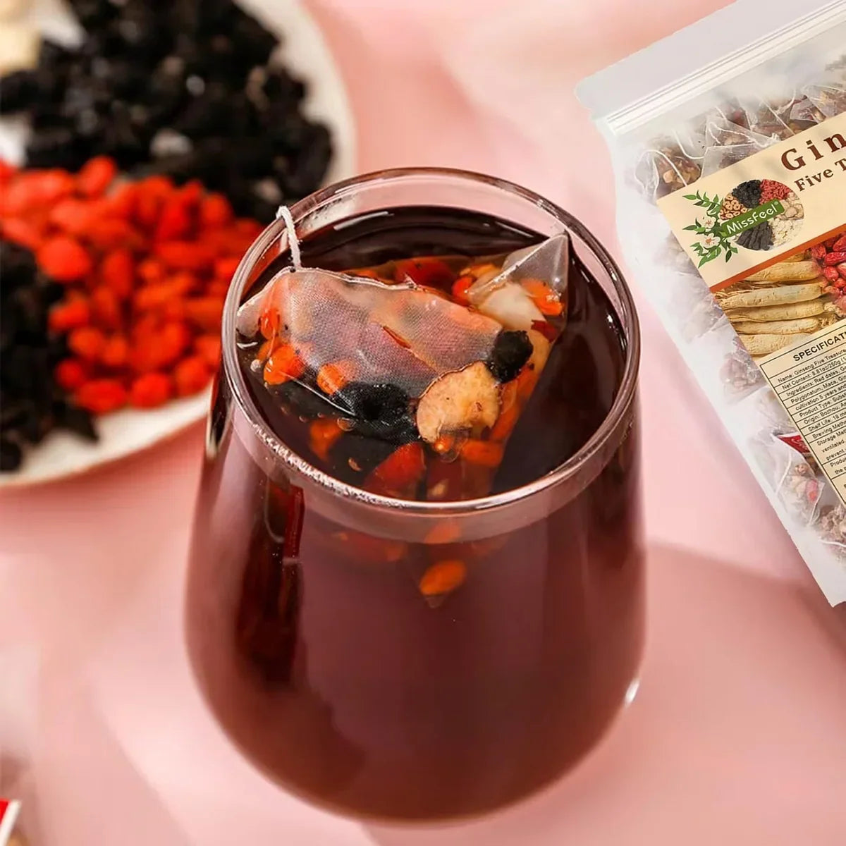 Ginseng Five Treasure Tea → شاي الجينسنغ الخماسي